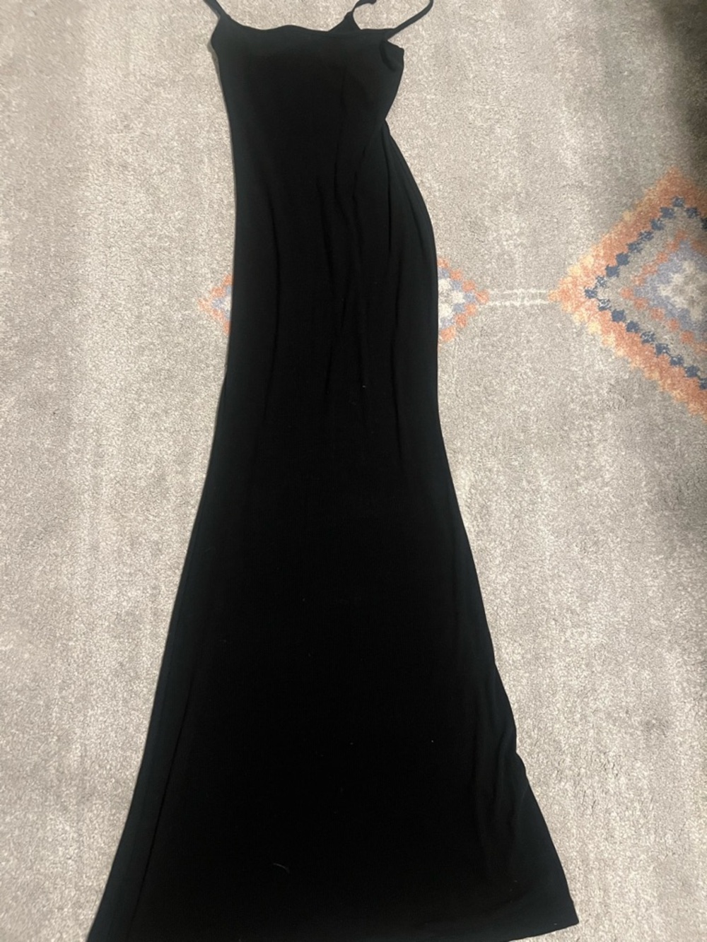SKIMS Soft Lounge Black Long Slip Dress